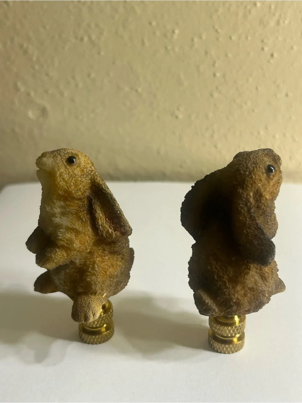 Brown Rabbit Lamp Finials Set of 2 - Decorative Small For secure lampshade